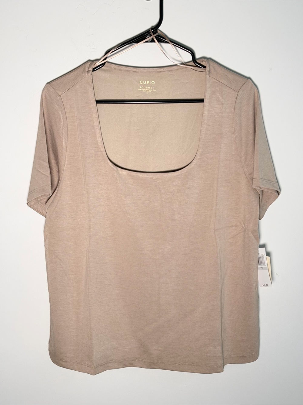 Cupio Beige Scoop Neck Short Sleeve Top - Picture 1 of 10